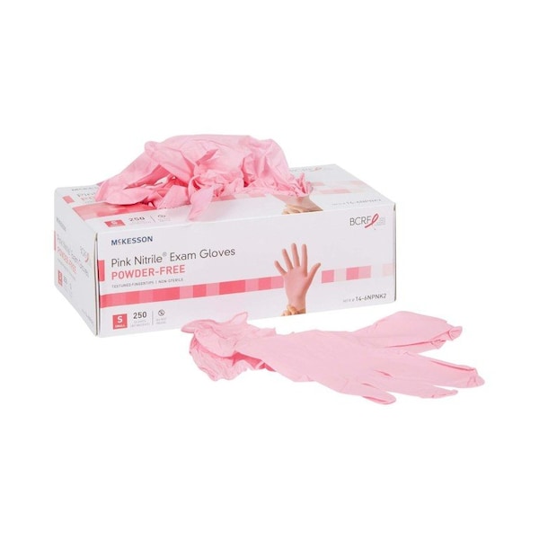 Guantes de examen de nitrilo rosa Mckesson, nitrilo, S, 250 piezas, rosa - 14-6NPNK2