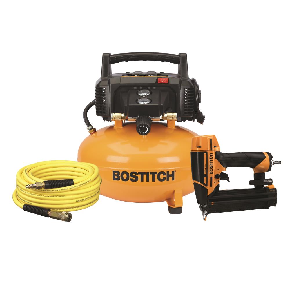 Compresor de aire portátil Bostitch de 6 galones y 165 PSI con accesorios incluidos - BT1KIT18SP.