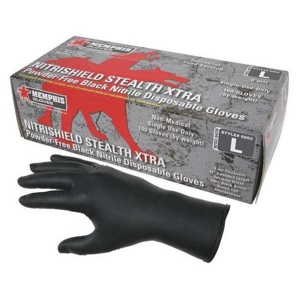 Mcr Safety NitriShield 6062, Guantes Desechables Industriales/Grado Alimenticio, 6 mil en la palma, Nitrilo, Sin Polvo, Talla L (9) - 6062L.