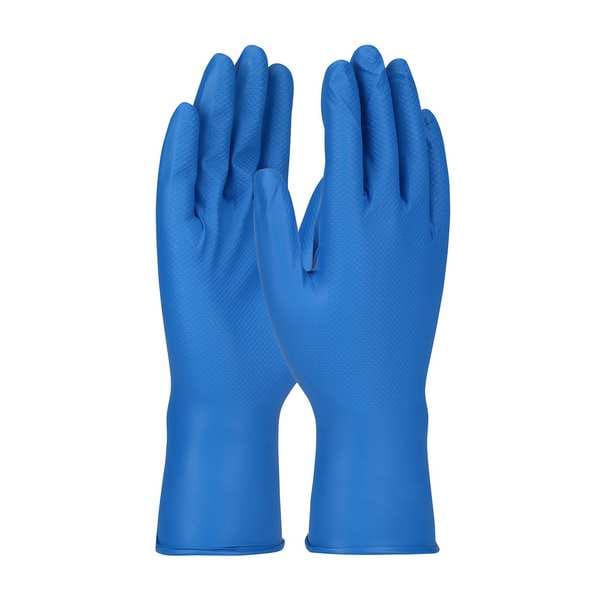 Pip Grippaz Food Plus, GUANTE, Palma de 8 mil, Nitrilo, sin polvo, 3XL (12), paquete de 48, Azul - 67-308/XXXL