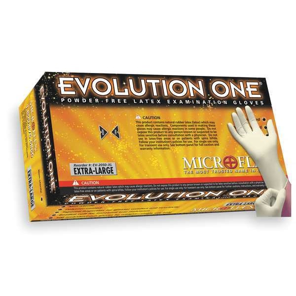 Ansell Microflex Evolution One, Guantes desechables de látex, 5.5 mil, sin polvo, tamaño mediano, paquete de 100, color beige - EV-2050-M.