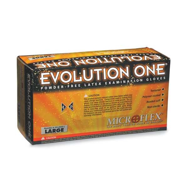 Ansell Microflex Evolution One, Guantes desechables de látex, 5.5 mil, sin polvo, tamaño mediano, paquete de 100, color beige - EV-2050-M.