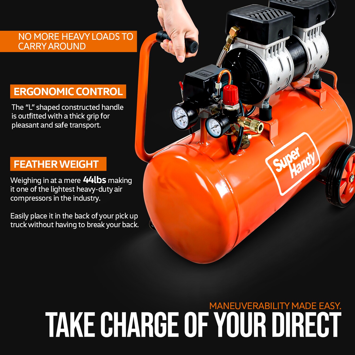 SuperHandy Compresor de aire eléctrico portátil de 6.3 galones con 120 PSI - GUT106