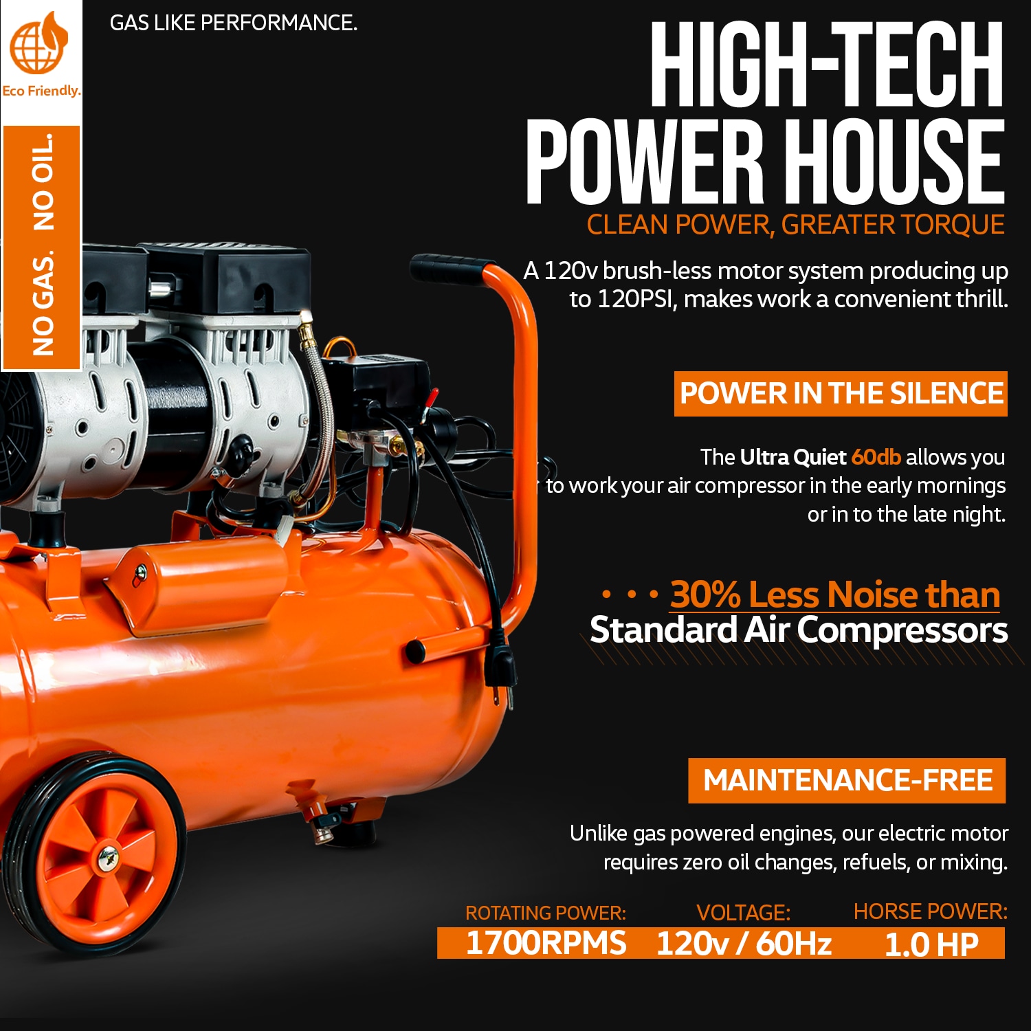 SuperHandy Compresor de aire eléctrico portátil de 6.3 galones con 120 PSI - GUT106