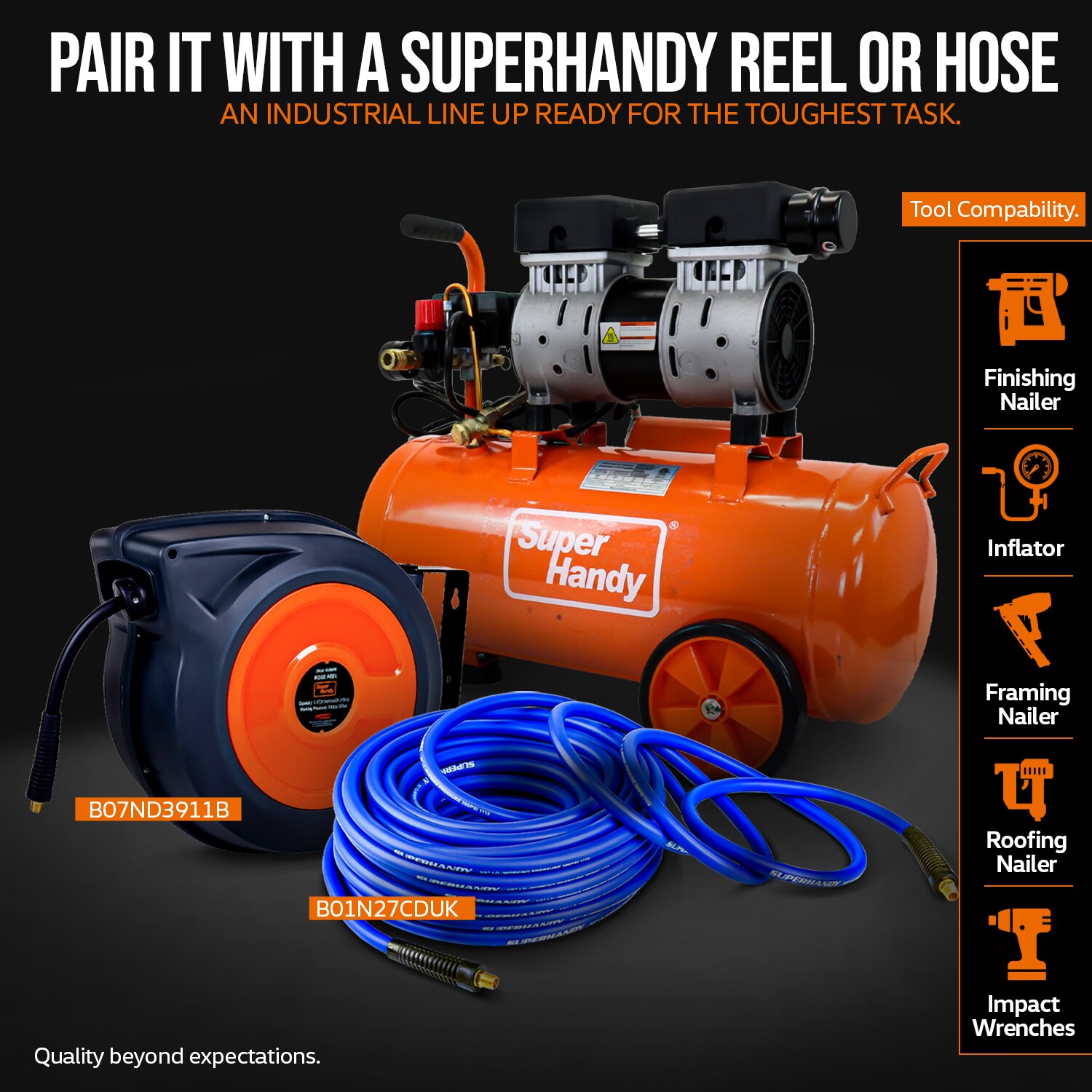 SuperHandy Compresor de aire eléctrico portátil de 6.3 galones con 120 PSI - GUT106