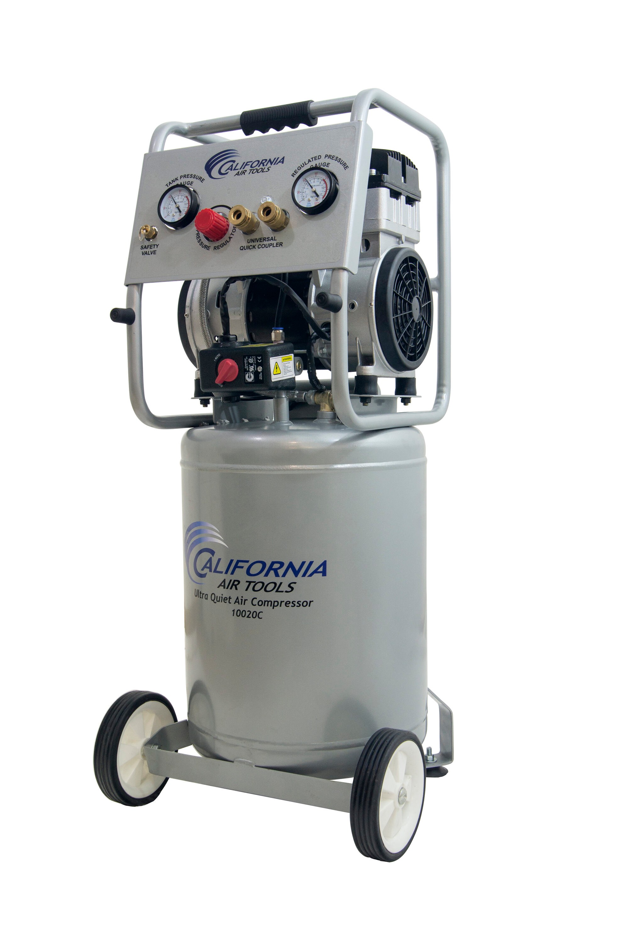 Herramientas de Aire de California Compresor de Aire Vertical Portátil de 10 Galones con 125 PSI Eléctrico con Accesorios Incluidos - 10020CAD