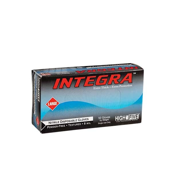 Ansell Integra EC, Guantes de Examen, 7.8 mil Palm, Nitrilo, Sin Polvo, XL (10), 50 paquetes, Azul - N874