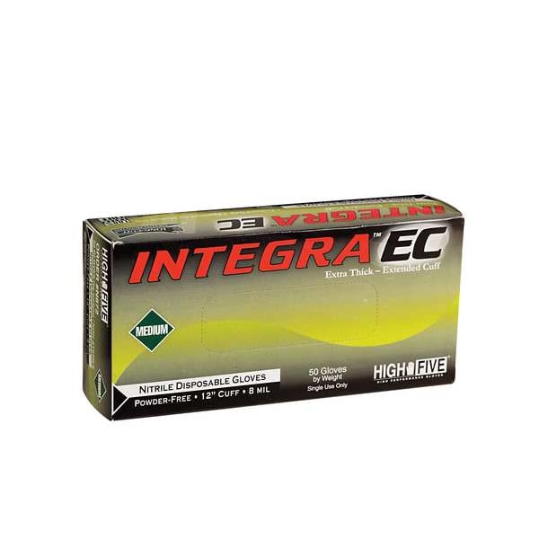 Ansell Integra EC, Guantes de Examen, 7.8 mil Palm, Nitrilo, Sin Polvo, XL (10), 50 paquetes, Azul - N874