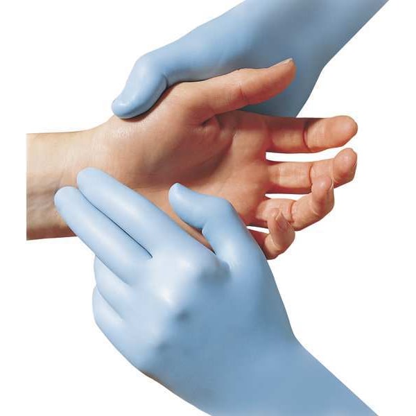 Showa 8005PF, Guantes de un solo uso, 8 mil de espesor en la palma, Nitrilo, sin polvo, L, 50 paquetes, azul - 8005PFL