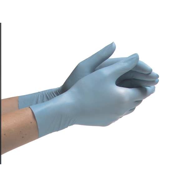 Showa 8005PF, Guantes de un solo uso, 8 mil de espesor en la palma, Nitrilo, sin polvo, L, 50 paquetes, azul - 8005PFL