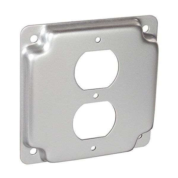Southwire Electrical Box Cover, Square, Galvanized Steel, Duplex and Raised Cover - G1938