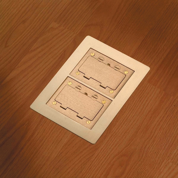 Hubbell Wiring Device-Kellems Rectangular Floor Flange, 2 Gangs, Rectangular, Metallic - SB3084W