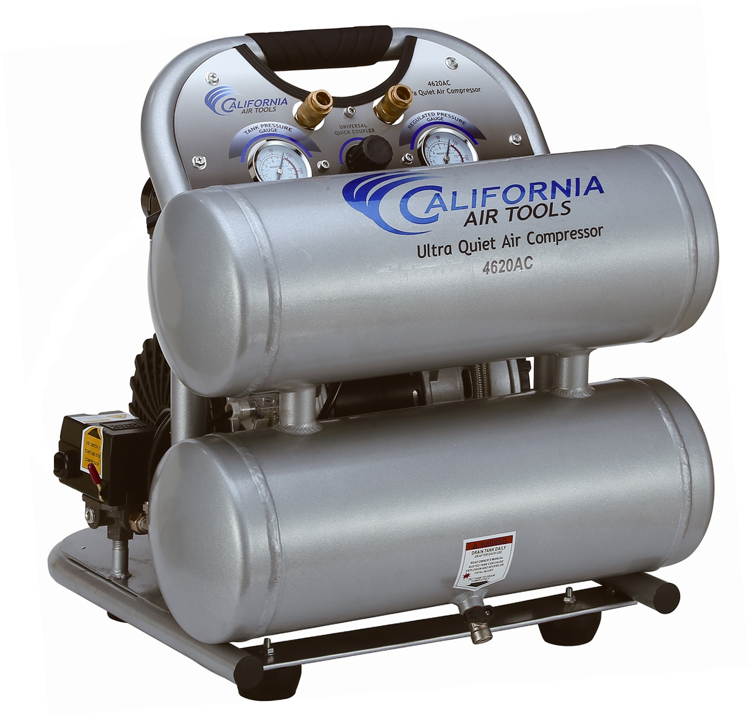 California Air Tools - Compresor de aire estacionario eléctrico de 4.6 galones y 125 PSI de doble tanque - CAT-4620-22060