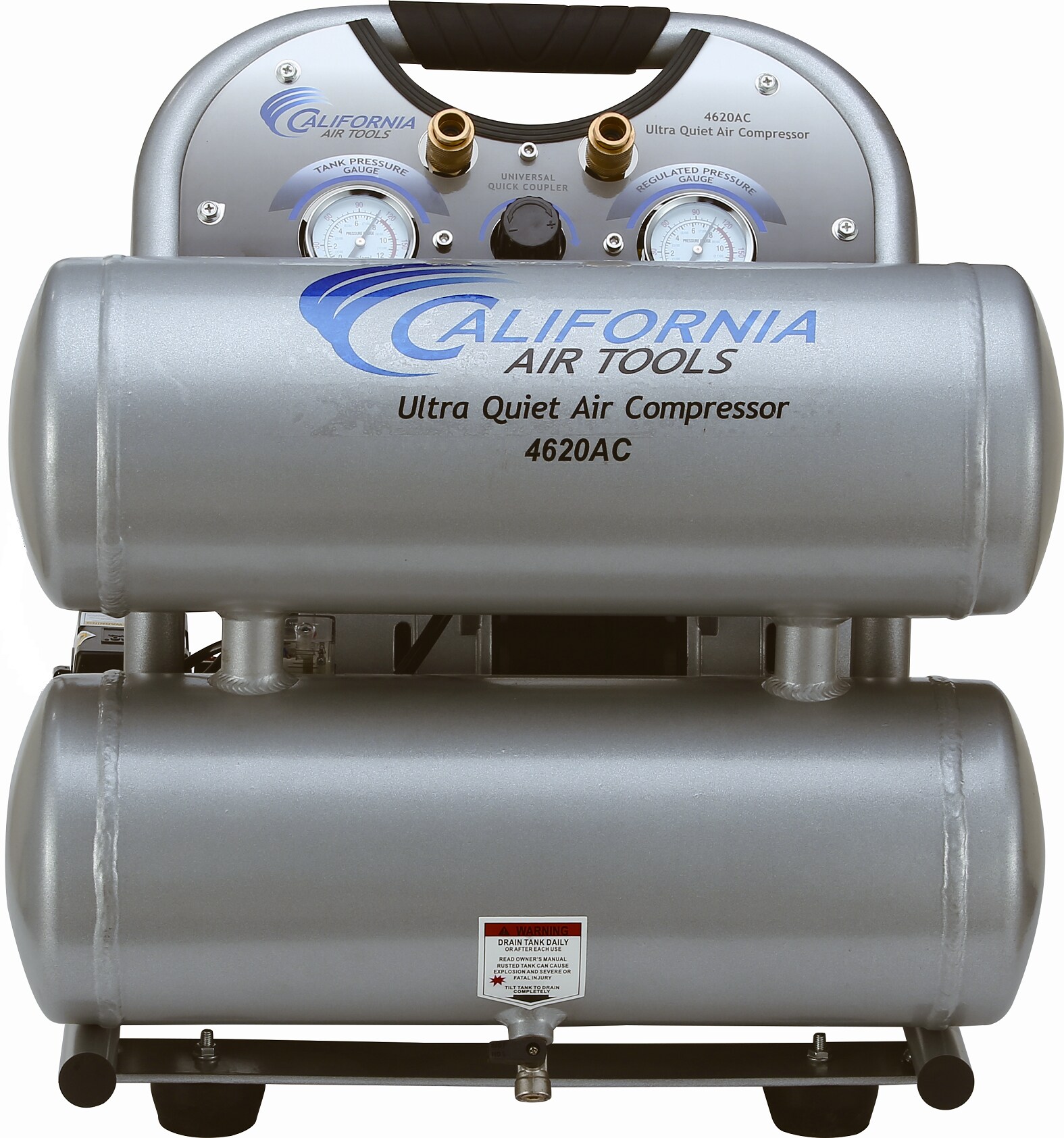 California Air Tools - Compresor de aire estacionario eléctrico de 4.6 galones y 125 PSI de doble tanque - CAT-4620-22060