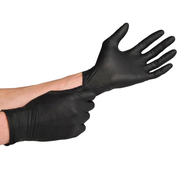 Equipo de seguridad del Pentágono BlackHawk, Guantes desechables de nitrilo, 5 mil de espesor en la palma, nitrilo, sin polvo, talla L, paquete de 1000, negro - N1S-5-MR.