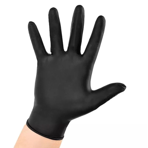 Guante desechable Adenna, 5 mil Palm, látex, sin polvo, L, paquete de 1000 unidades, negro - PHM916