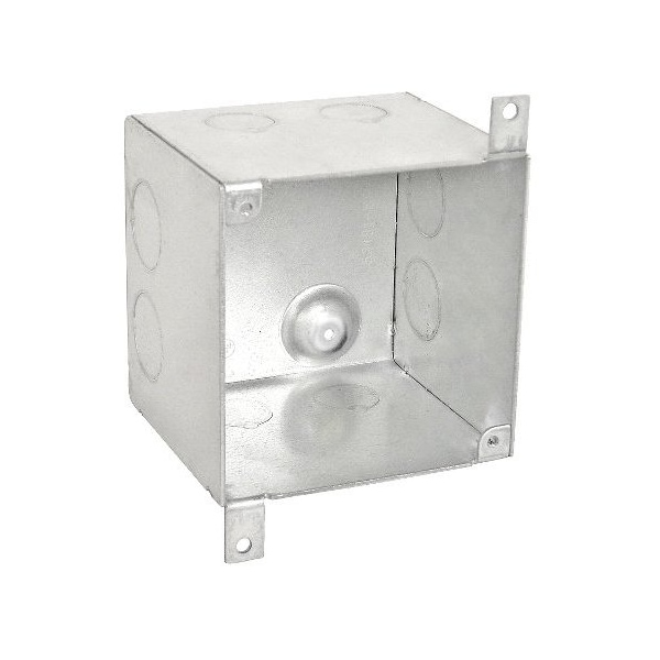 Southwire Electrical Box, 50 cu in, Square Box Type, 4 Gangs, Steel, Square Shape - 52181-SPKR