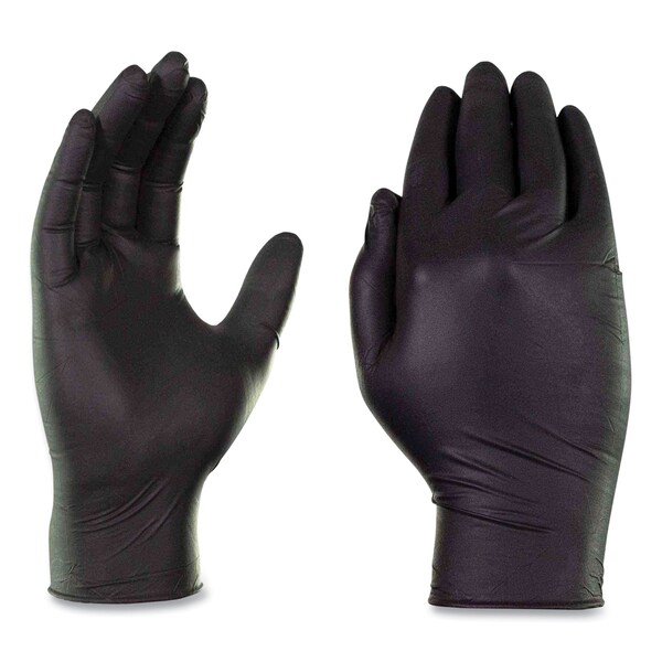 Guantes de Examen de Nitrilo Profesional Ammex, sin Polvo, 3 mil, Extra-Grandes, Negros, Paquete de 1000 - ABNPF48100