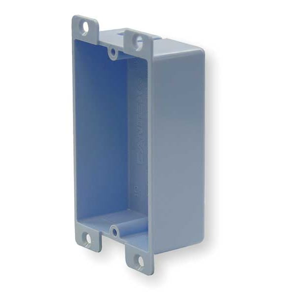 Cantex Electrical Box, 8 cu in, Square Box Type, 1 Gang, PVC, Square Shape - EZ08SF