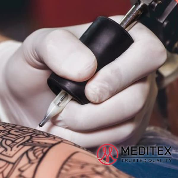 Guantes de Examen de Nitrilo Meditex G7, 4 mil de Grosor en la Palma, Nitrilo, Sin Polvo, M, 1 Paquete, Blanco - M