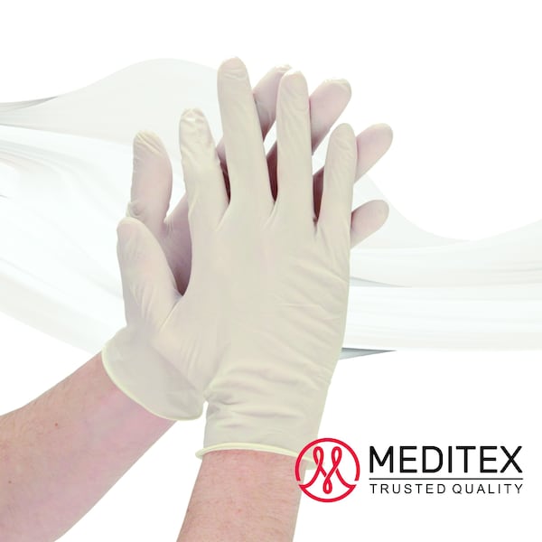 Guantes de Examen de Nitrilo Meditex G7, 4 mil de Grosor en la Palma, Nitrilo, Sin Polvo, M, 1 Paquete, Blanco - M