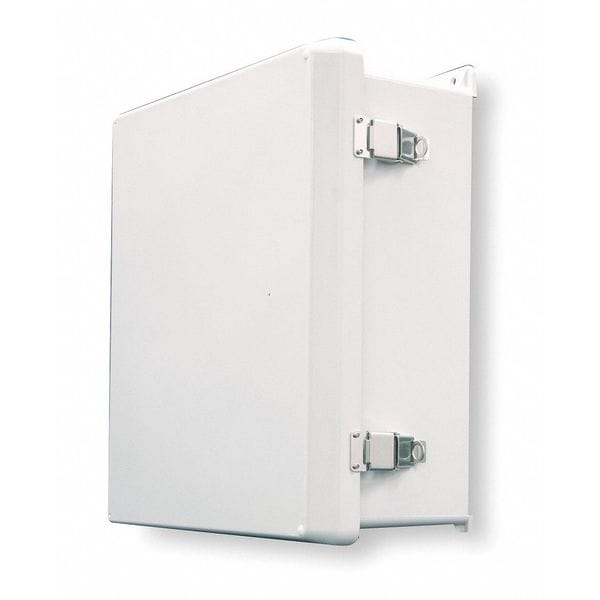 Vynckier Fiberglass Electrical Enclosures, 13.32 in H, 5.6 in D, 11.32 in W, NEMA 4X, Hinged - VJ1210HWPL2