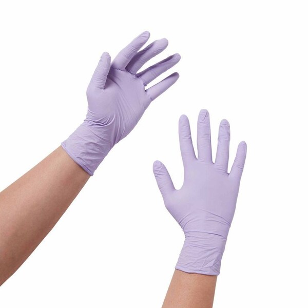 Guante de examen lavanda Halyard Talla Chica No Estéril de Nitrilo Puño Estándar Largo con Puntas Texturizadas de Lavanda, 250 piezas - 52817
