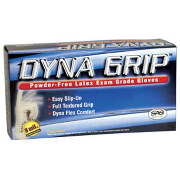 Sas Safety Dyna Grip, Guantes desechables de látex, látex, XL, paquete de 100 - SAS-650-1004.