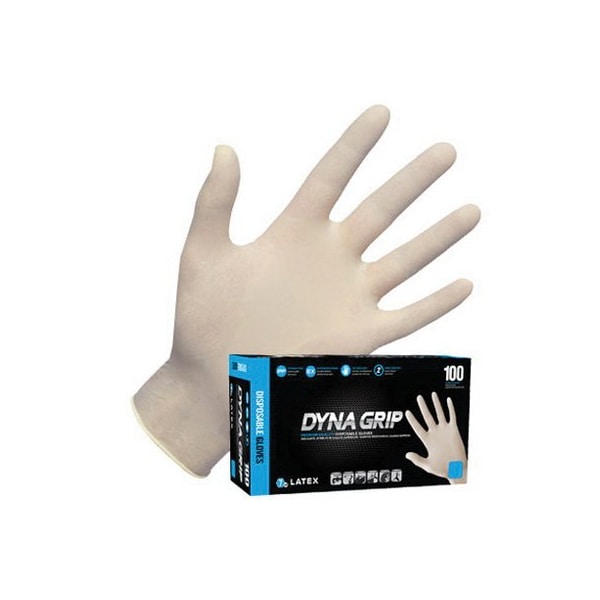 Guantes de látex sin polvo de grado de examen Dyna Grip de Sas Safety - 7 Mil - 100 piezas - 2X-Grande, 100 piezas - 650-1005.