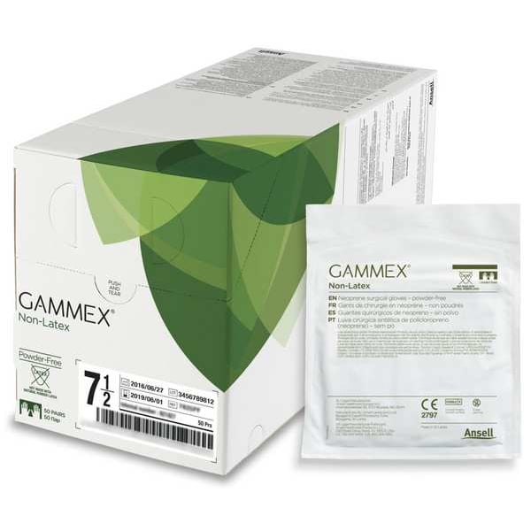 Guantes desechables Gammex (R), de neopreno, sin talco, M (8), paquete de 50, color verde - 340006