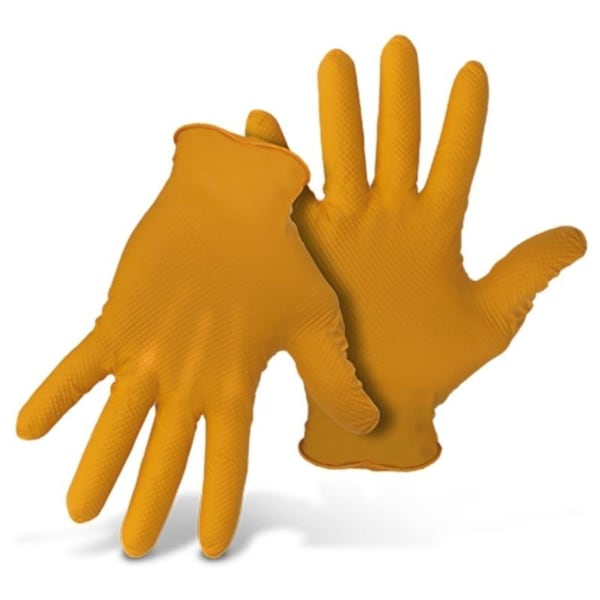 Guantes desechables de nitrilo Grippaz, 6 mil de grosor en la palma, nitrilo, XL, color naranja - G21081-XL50.