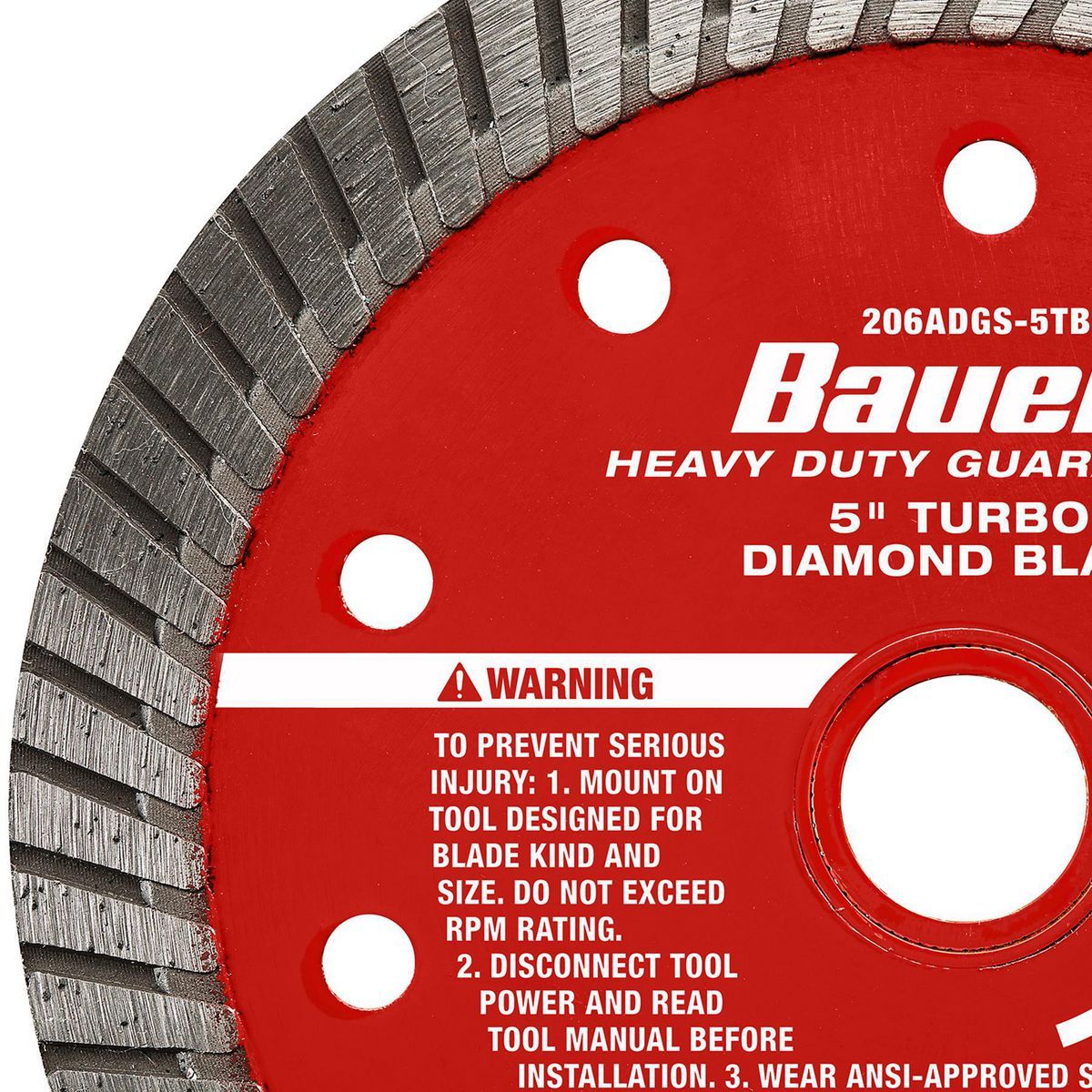 Cuchilla de sierra de diamante de corte en húmedo o en seco con borde turbo de 5 pulgadas de Bauer - 57947