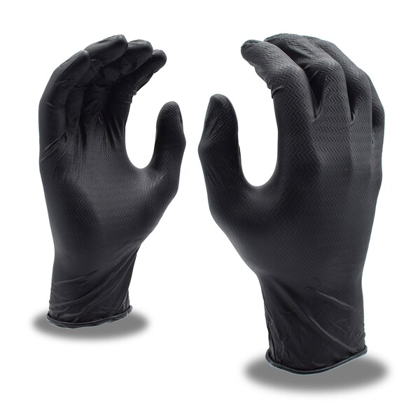 Guantes desechables de nitrilo Cordova Nitri-Cor Z-Tread, 6 mil de grosor, palma de nitrilo, sin polvo, talla M, paquete de 12, color negro - 4094BM.