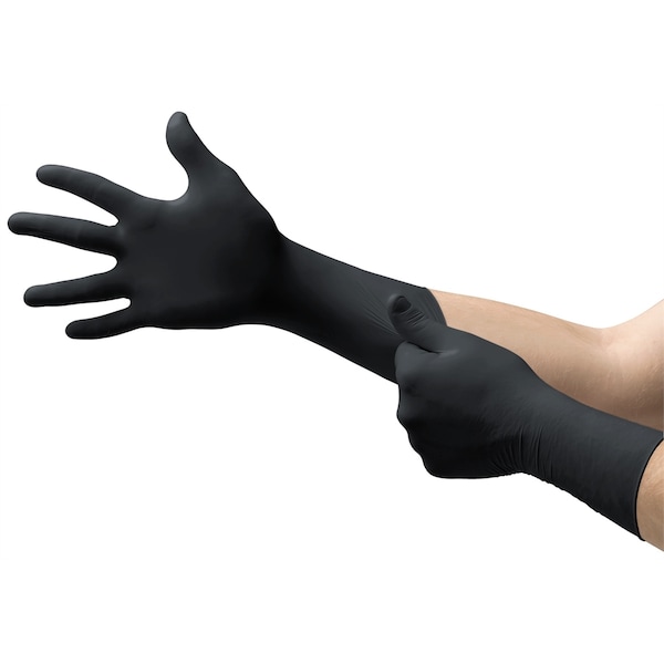 Ansell MidKnight XTRA, Guantes desechables de nitrilo, 5.9 mil de grosor en la palma, Nitrilo, sin polvo, M (7.5-8), Negro - 93862080