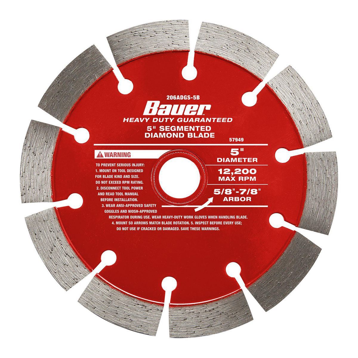 Bauer 5 in. Hoja de sierra de diamante segmentada húmeda o seca - 57949