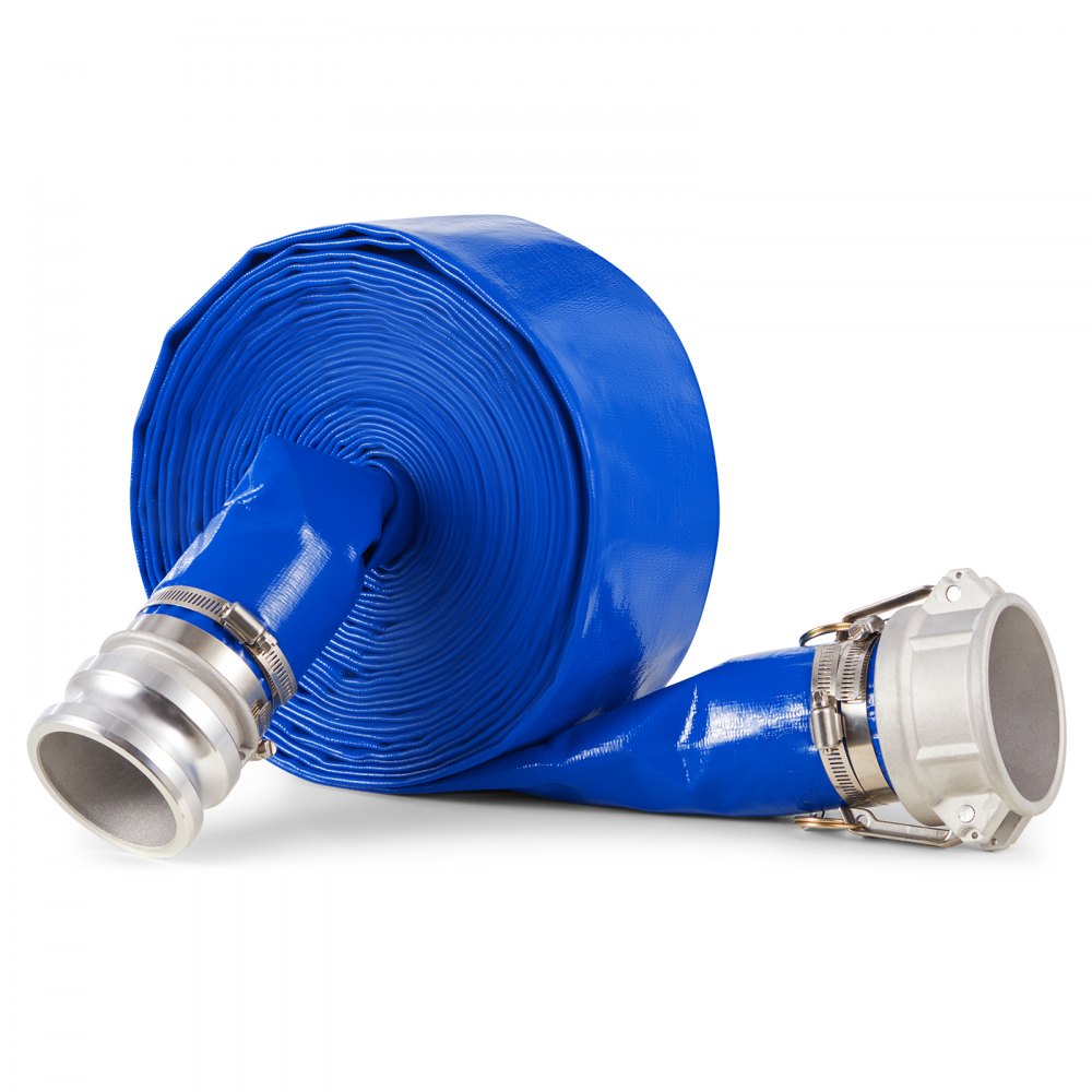 VEVOR Backwash Hose 3 in x 50 ft Blue High Quality Hose Complete Fittings - BGTJPSRG30INQPI1UV0