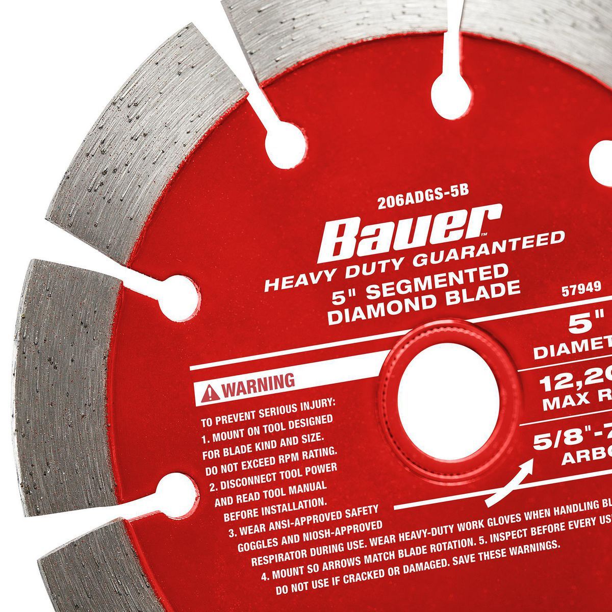 Bauer 5 in. Hoja de sierra de diamante segmentada húmeda o seca - 57949