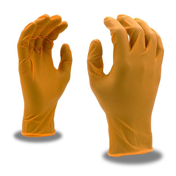 Guantes Desechables de Nitrilo Cordova Nitri-Cor Diamond, 6 mil de Palma, Nitrilo, sin Polvo, M, 12 Paquetes, Naranja - 4087M