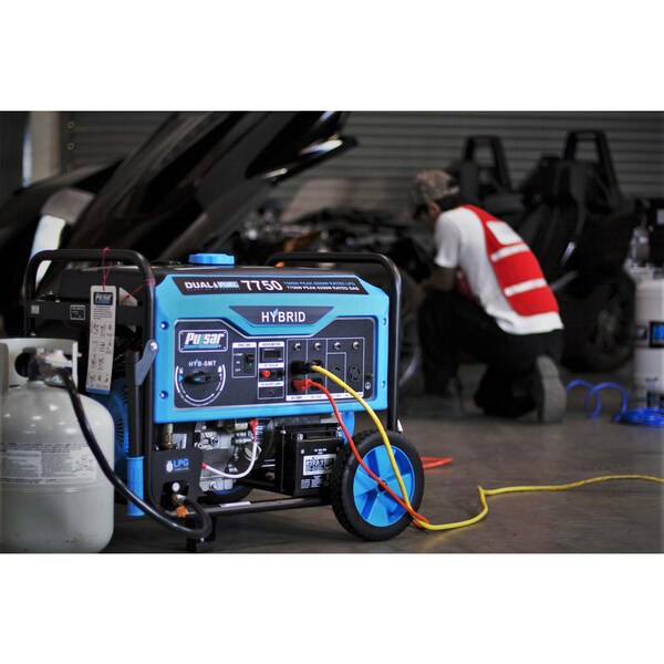Pulsar Portable Generator, Gasoline/Liquid Propane, 6,250 W/6,000 W Rated, 7,750 W/7,500 W Surge, 52 A - PG7750B