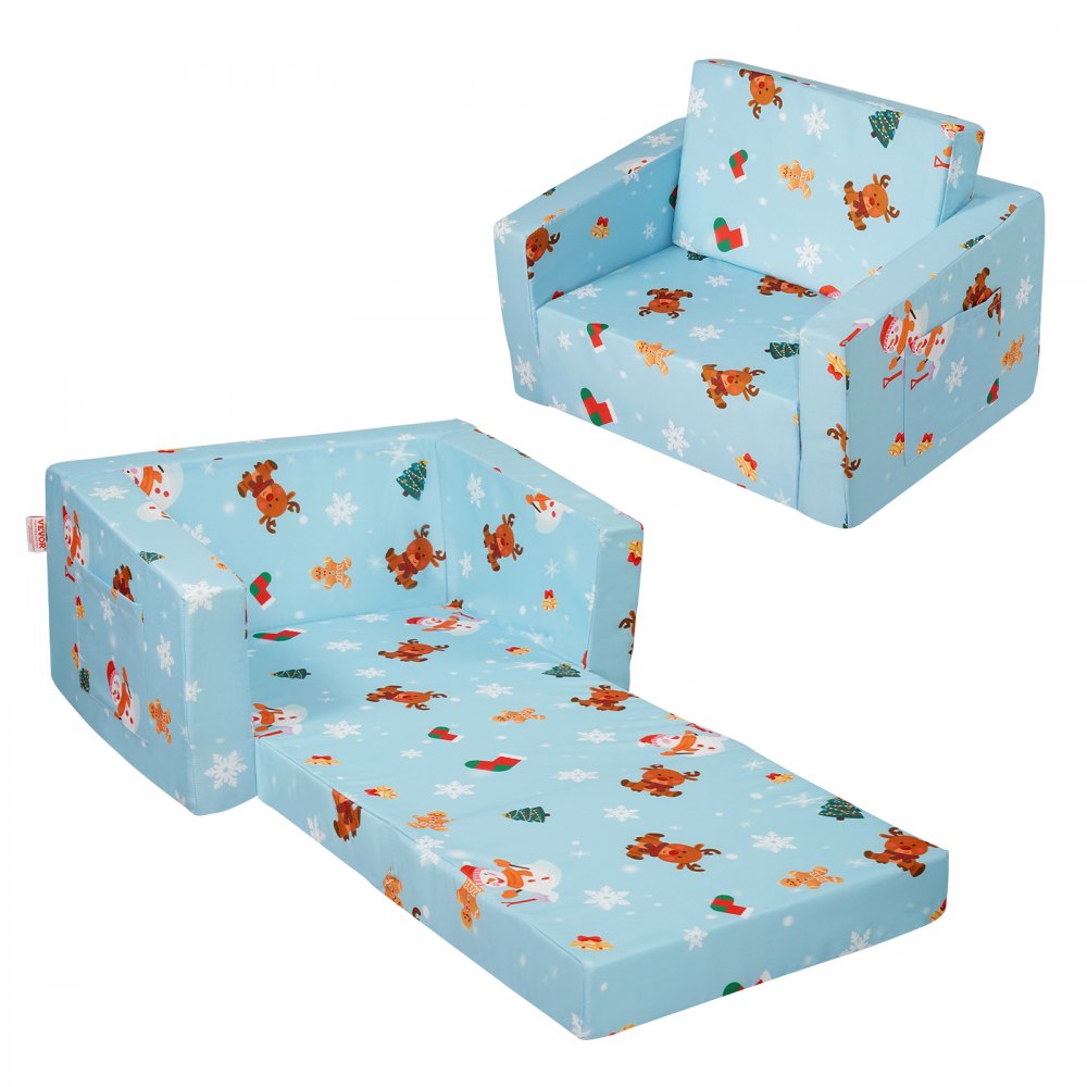 VEVOR Kids Couch, 2-in-1 Toddler Chairs Comfy, Toddler Couch Sofa Bed Fold Out, Convertible Sofa to Lounger, Kids Chair Seat Playroom Furniture for Kids Girls & Boys, Sky Blue - ETSF6354652IOZAT6V0