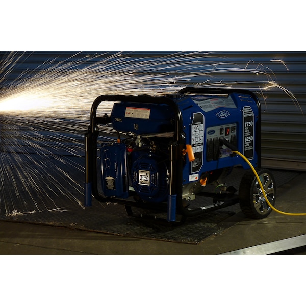 Ford Portable Generator, Gasoline, 6,250 W Rated, 7,750 W Surge, Electric, Recoil Start, 120/240V AC - FG7750PE