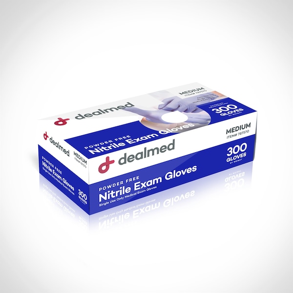 Guantes de Examen de Nitrilo Dealmed, 3 mil de Palma, Nitrilo, sin Polvo, M, 3000 piezas, Azul/Violeta - 787570