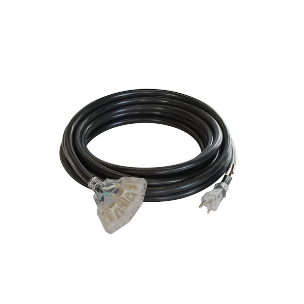 Generac 25 ft. 20Amp generator cord with lighted outlets, NEMA 5-20P male and (3) NEMA 5-20R female - 7684