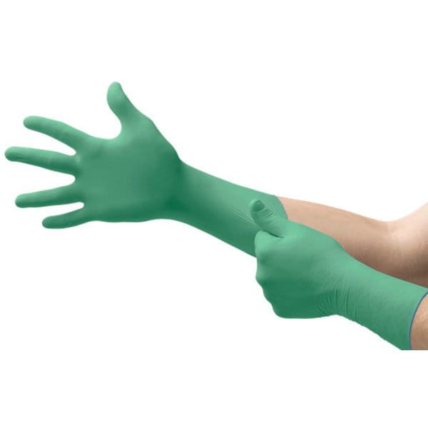Guante desechable de nitrilo/neopreno resistente a químicos de Microflex 7.8MIL, tamaño M, color verde, paquete con 50 - 93260080.
