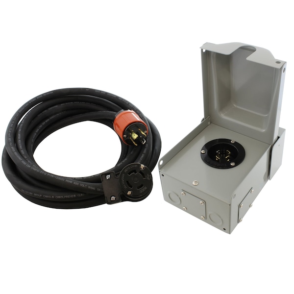 Ac Works Generator Emergency Power Kit with L14-30 Inlet Box and 75ft Cord - EPL1430KIT-075