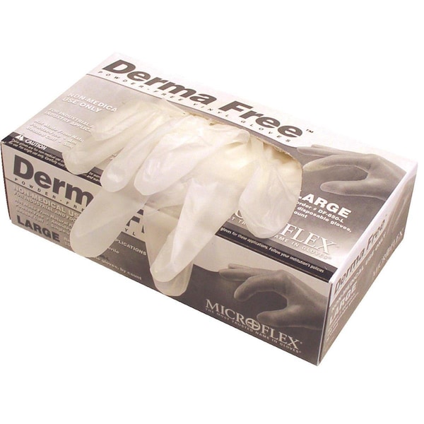 Ansell Derma Free, Guantes Desechables de Vinilo, Palmera de 3.9 mil, Vinilo, Sin Polvo, S, 100 paquetes, Transparentes - DF-850-S