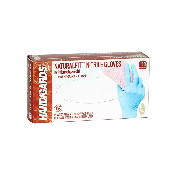 Handgards NaturalFit, Guantes Desechables de Nitrilo, Nitrilo, Sin Polvo, XL, 400 PK, Azul - 304362534