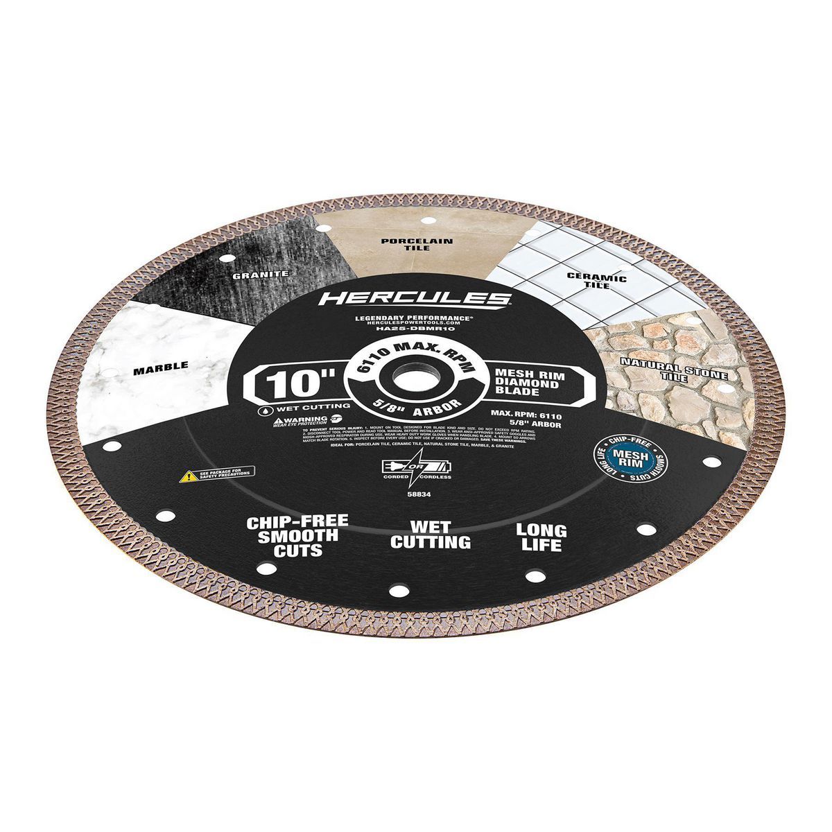 Hércules 10 pulgadas. Hoja de diamante de borde continuo profesional con aro de malla - 58834