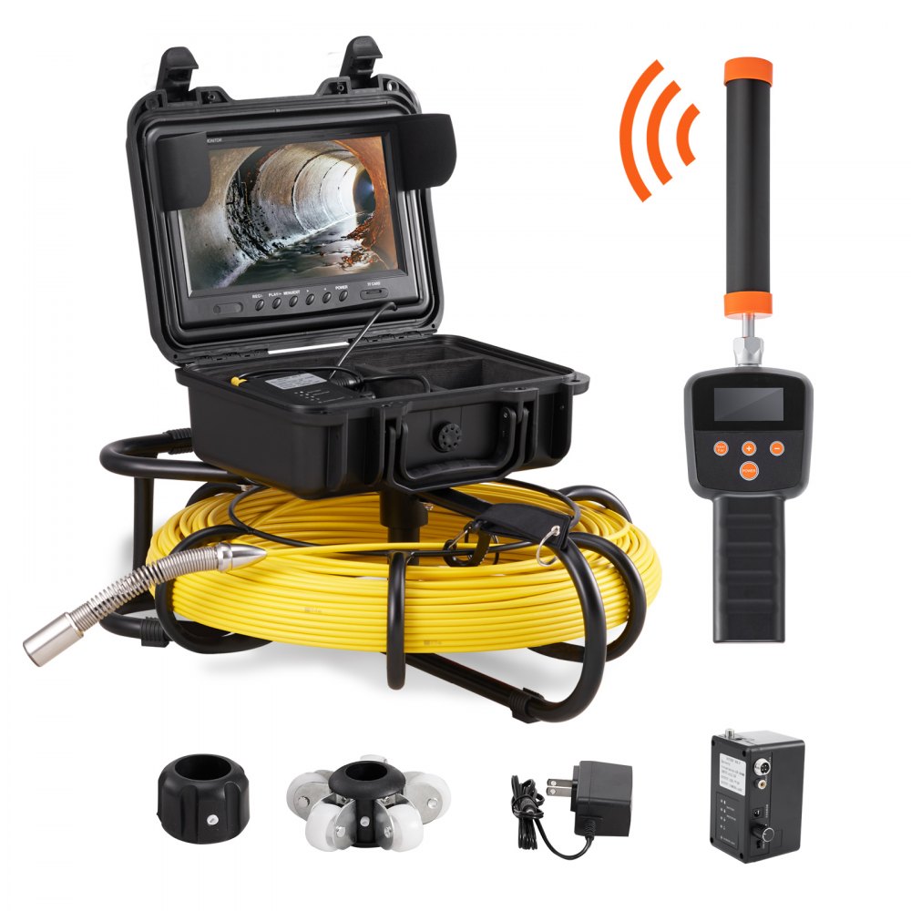 VEVOR Sewer Camera Pipe Inspection Camera w/ 512hz Sonde 9in 720p Screen 300 ft - DDWKXSGDN9915V4HOV1