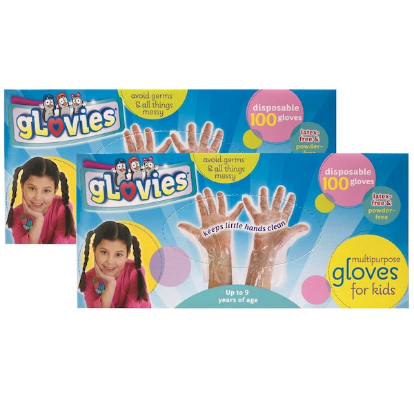 Guantes desechables Glovies, de plástico, talla única, paquete de 200, transparentes - LX002B100
